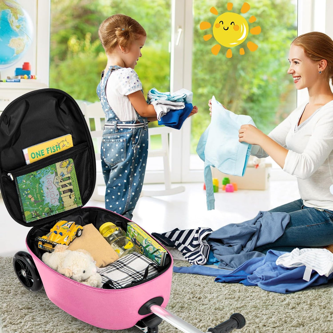 Kinder 2-in-1 Ride-On Scooter Koffer mit LED-Rädern