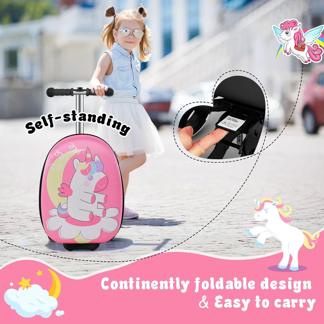 Kinder 2-in-1 Ride-On Scooter Koffer mit LED-Rädern