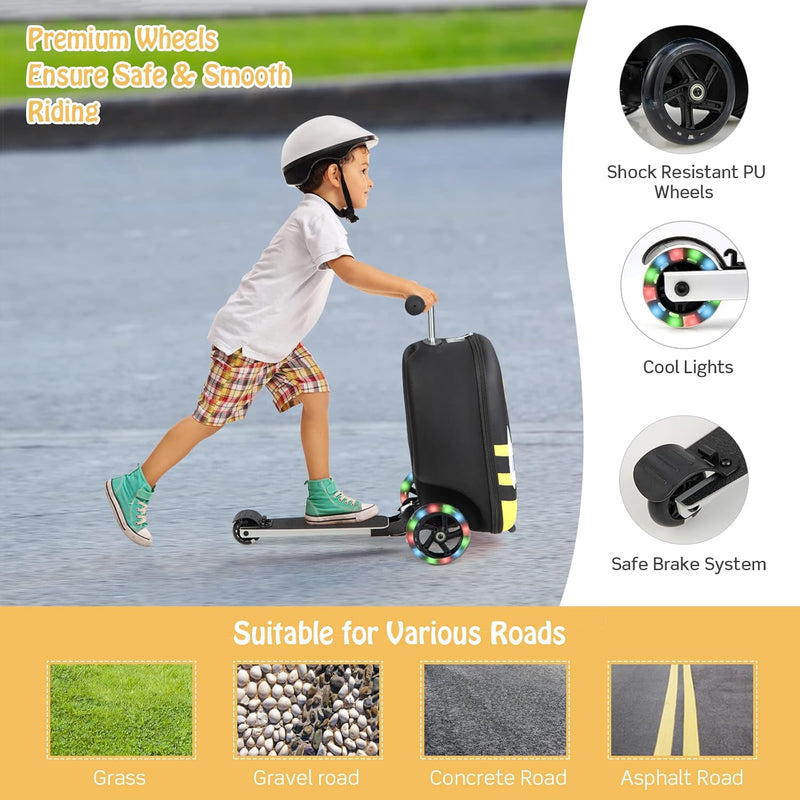 Kinder 2-in-1 Ride-On Scooter Koffer mit LED-Rädern