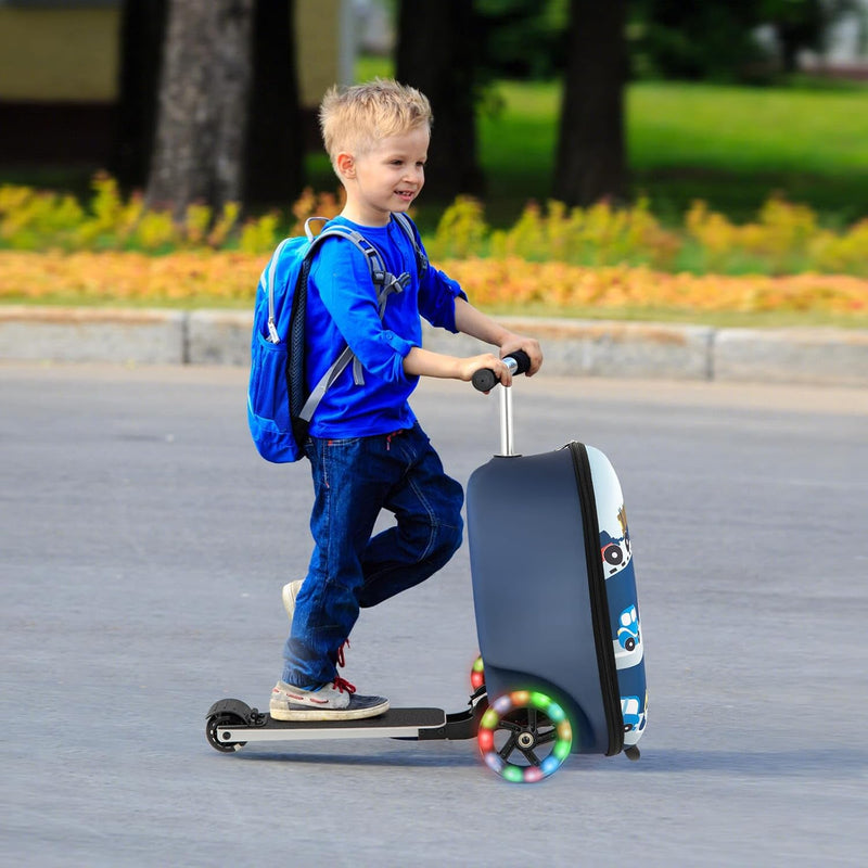 Kinder 2-in-1 Ride-On Scooter Koffer mit LED-Rädern