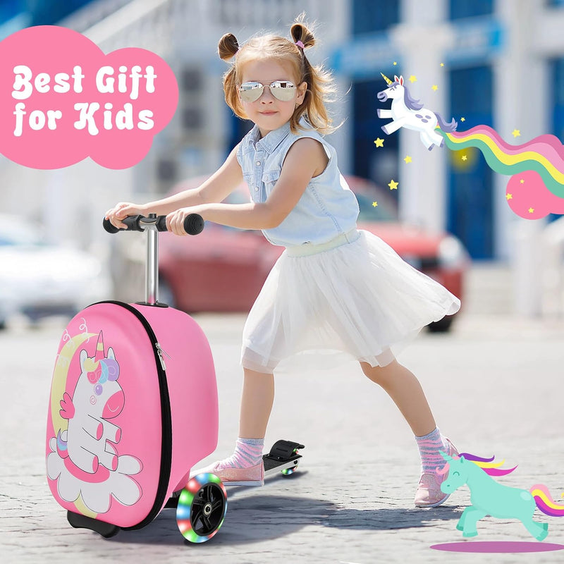 Kinder 2-in-1 Ride-On Scooter Koffer mit LED-Rädern