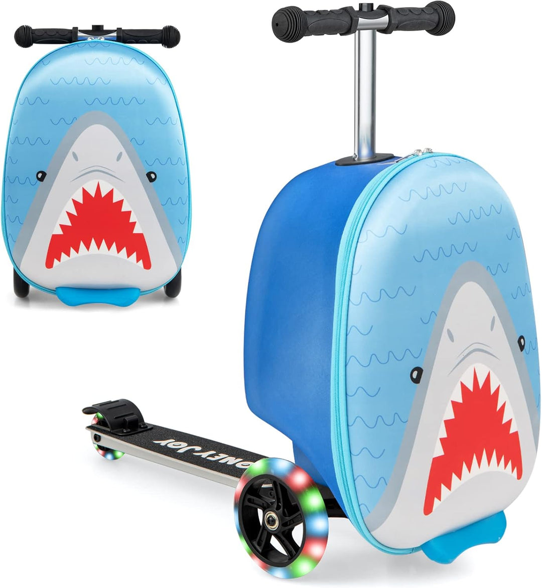Kinder 2-in-1 Ride-On Scooter Koffer mit LED-Rädern