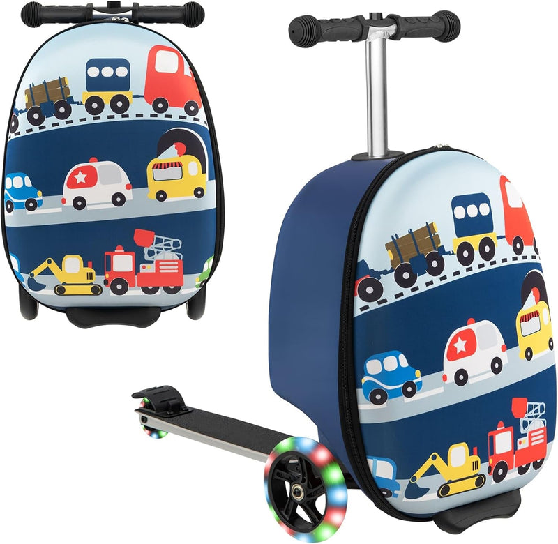 Kinder 2-in-1 Ride-On Scooter Koffer mit LED-Rädern