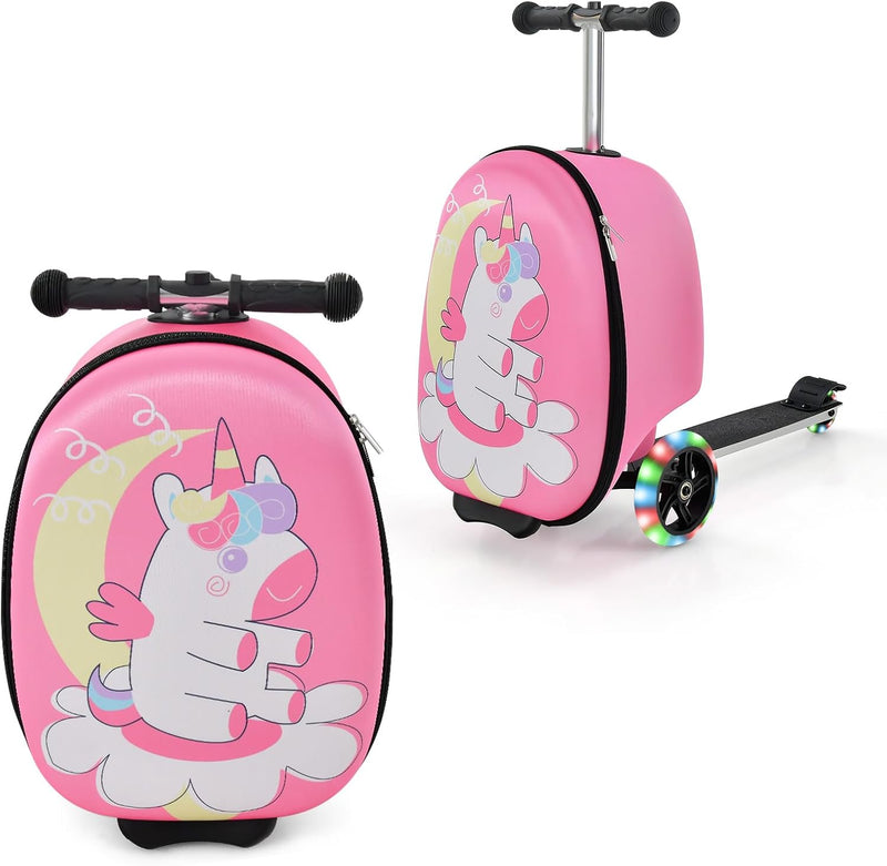 Kinder 2-in-1 Ride-On Scooter Koffer mit LED-Rädern