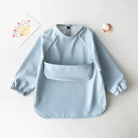 Langarm Baby Lätzchen Wasserdicht mit Auffangtasche-Blau-S (6-12 Maanden)-Luzern Mode