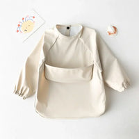 Langarm Baby Lätzchen Wasserdicht mit Auffangtasche-Creme-S (6-12 Maanden)-Luzern Mode