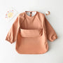 Langarm Baby Lätzchen Wasserdicht mit Auffangtasche-Orange-S (6-12 Maanden)-Luzern Mode