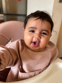 Langarm Baby Lätzchen Wasserdicht mit Auffangtasche-Rosa-S (6-12 Maanden)-Luzern Mode