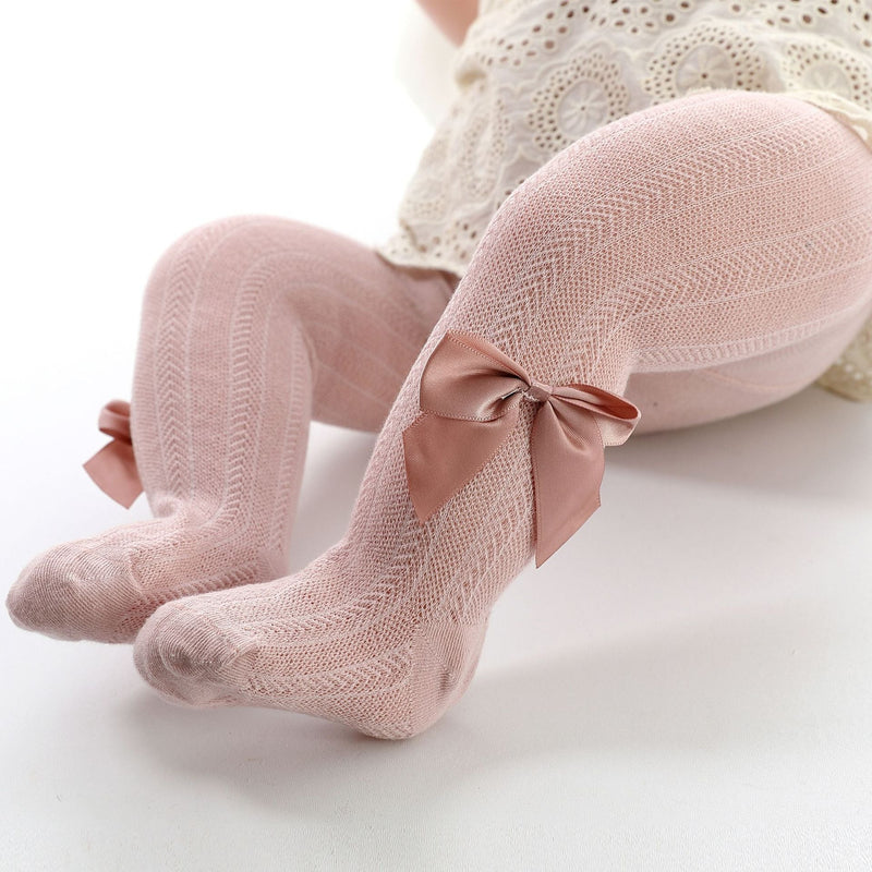 SEO-freundlicher Titel: Baby Strumpfhose mit Schleife - Weiche Spitzenoptik-Rosa-Geeignet für 0 bis 1 Jahr-Luzern Mode
