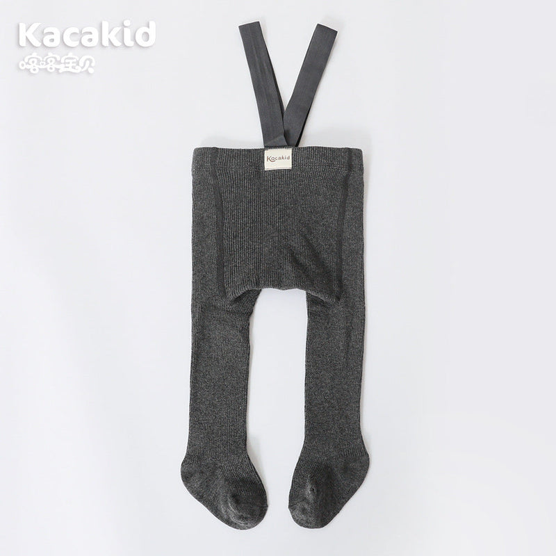 Babyleggings mit Trägern - Bequeme Strumpfhose für Babys-Dunkelgrau-0-12 Monate-Luzern Mode