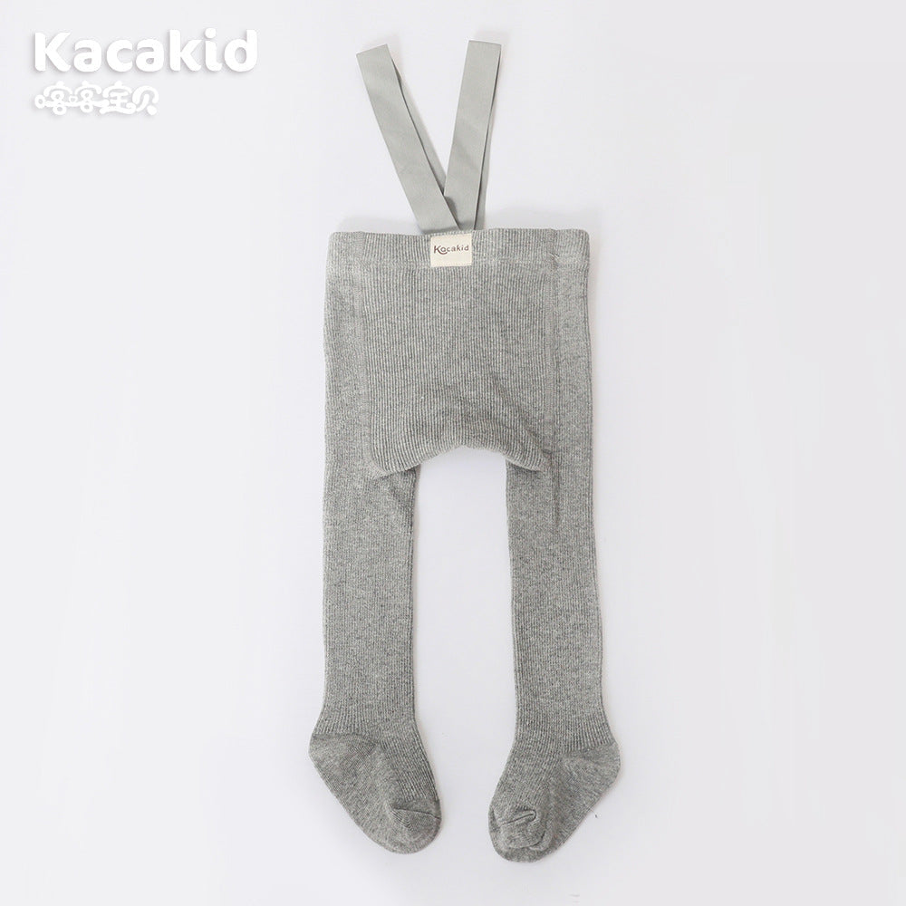 Babyleggings mit Trägern - Bequeme Strumpfhose für Babys-Hellgrau-0-12 Monate-Luzern Mode
