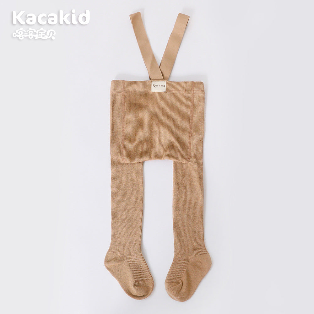 Babyleggings mit Trägern - Bequeme Strumpfhose für Babys-Khaki-0-12 Monate-Luzern Mode