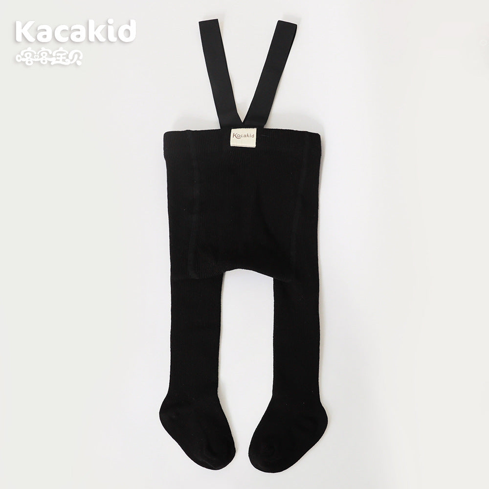 Babyleggings mit Trägern - Bequeme Strumpfhose für Babys-Schwarz-0-12 Monate-Luzern Mode
