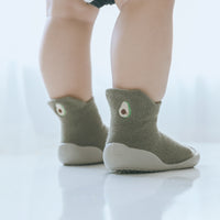 Babyschuhe | Flexibel | Gummi | Rutschfest | Süß | Tierdruck-Avocado-7 bis 12 Monate-Luzern Mode