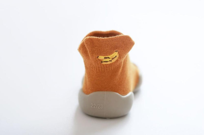 Babyschuhe | Flexibel | Gummi | Rutschfest | Süß | Tierdruck-Banane-7 bis 12 Monate-Luzern Mode