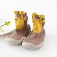 Babyschuhe | Flexibel | Gummi | Rutschfest | Süß | Tierdruck-Giraffe-7 bis 12 Monate-Luzern Mode