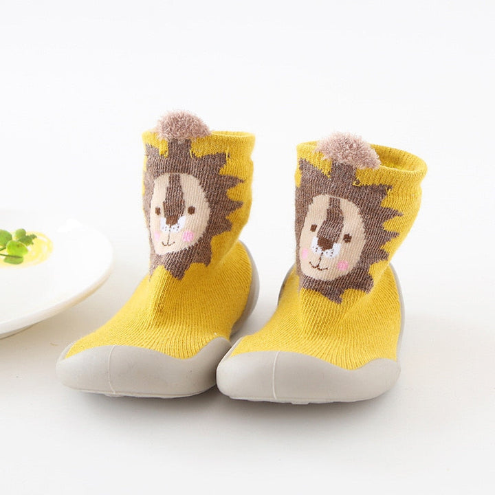 Babyschuhe | Flexibel | Gummi | Rutschfest | Süß | Tierdruck-Löwe-7 bis 12 Monate-Luzern Mode