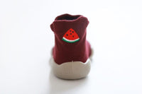 Babyschuhe | Flexibel | Gummi | Rutschfest | Süß | Tierdruck-Wassermelone-7 bis 12 Monate-Luzern Mode