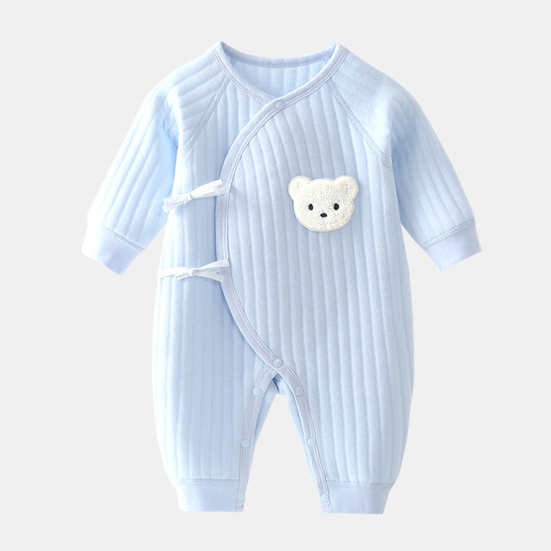 Baby Strampler mit Bärenmotiv - Weicher Baumwollanzug-Blau-Neugeboren-Luzern Mode