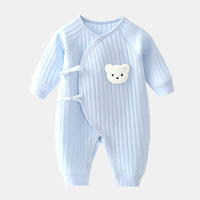 Baby Strampler mit Bärenmotiv - Weicher Baumwollanzug-Blau-Neugeboren-Luzern Mode