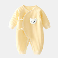 Baby Strampler mit Bärenmotiv - Weicher Baumwollanzug-Gelb-Neugeboren-Luzern Mode