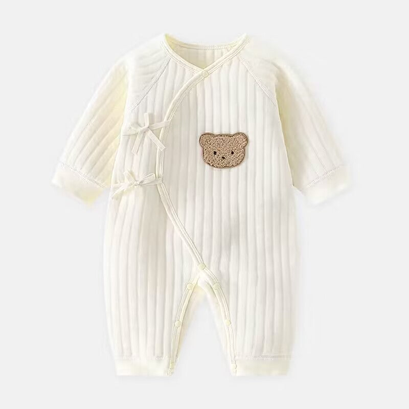 Baby Strampler mit Bärenmotiv - Weicher Baumwollanzug-Khaki-Neugeboren-Luzern Mode