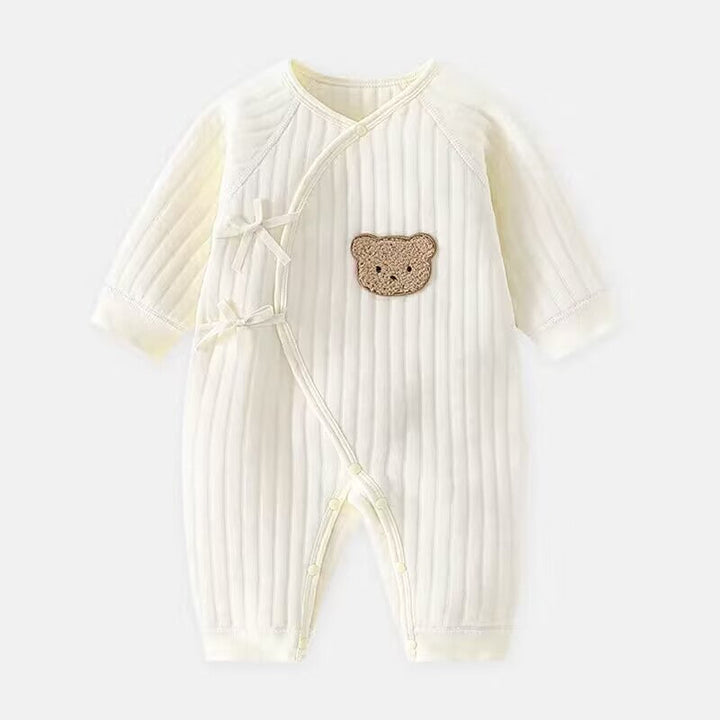 Baby Strampler mit Bärenmotiv - Weicher Baumwollanzug-Khaki-Neugeboren-Luzern Mode