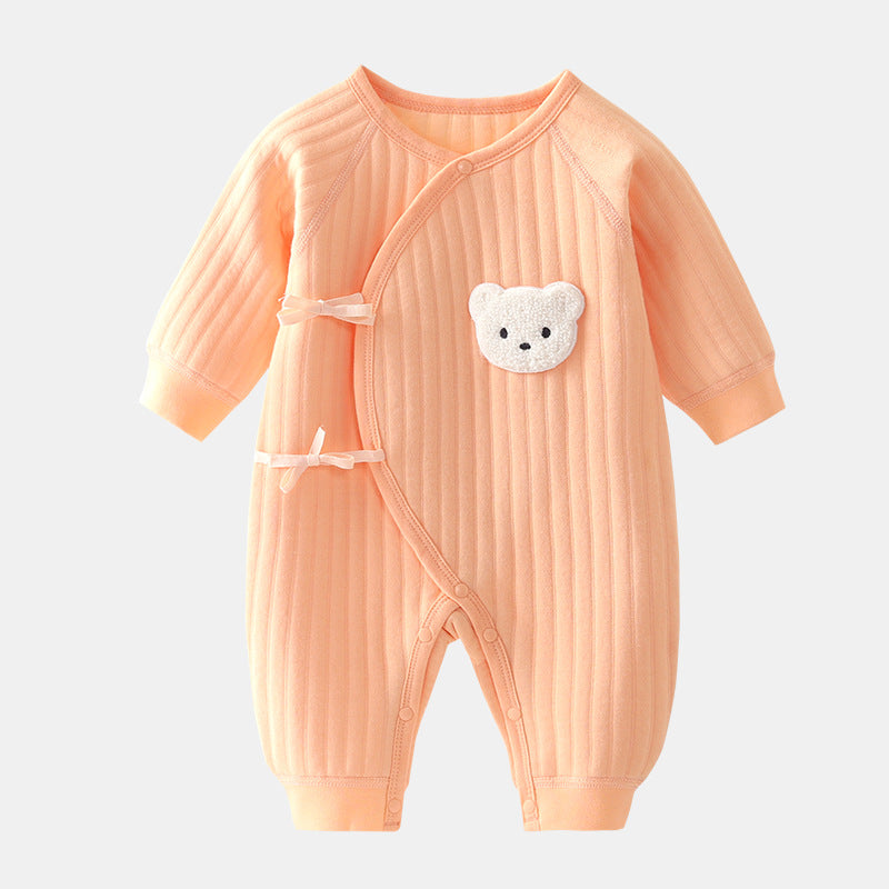 Baby Strampler mit Bärenmotiv - Weicher Baumwollanzug-Orange-Neugeboren-Luzern Mode