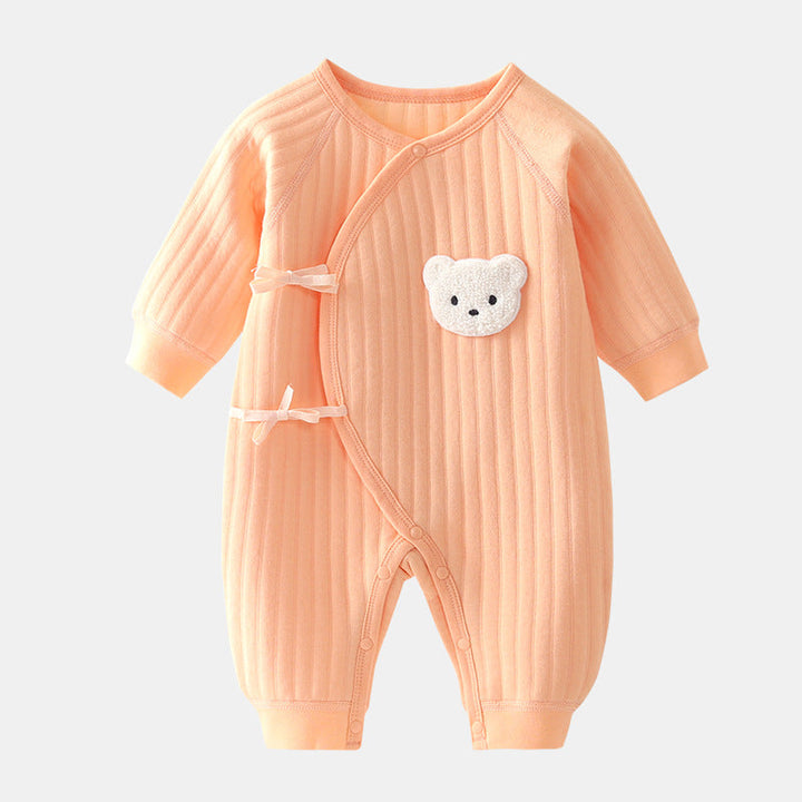 Baby Strampler mit Bärenmotiv - Weicher Baumwollanzug-Orange-Neugeboren-Luzern Mode