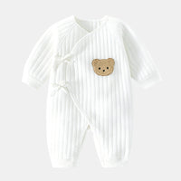 Baby Strampler mit Bärenmotiv - Weicher Baumwollanzug-Weiß-Neugeboren-Luzern Mode