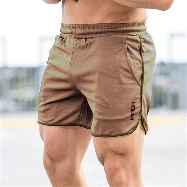 Herren Sportshorts für Fitness, Laufen und Training-Braun-M-Luzern Mode