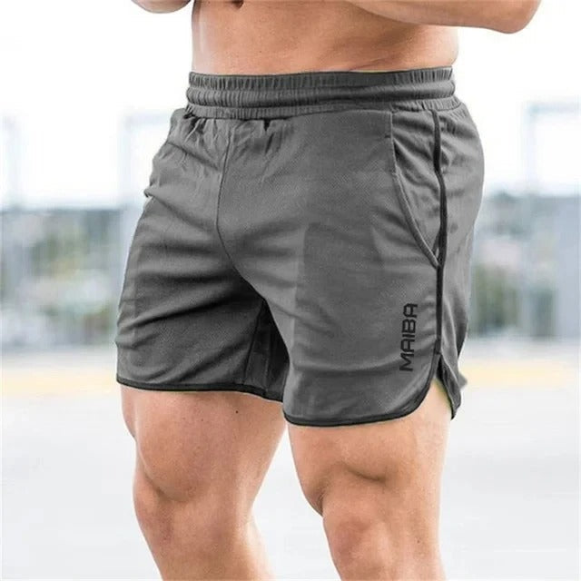 Herren Sportshorts für Fitness, Laufen und Training-Grau-M-Luzern Mode