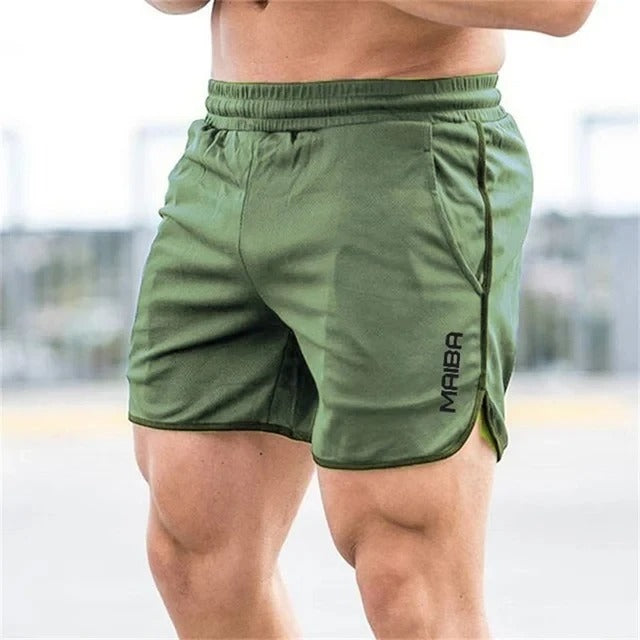 Herren Sportshorts für Fitness, Laufen und Training-Grün-M-Luzern Mode