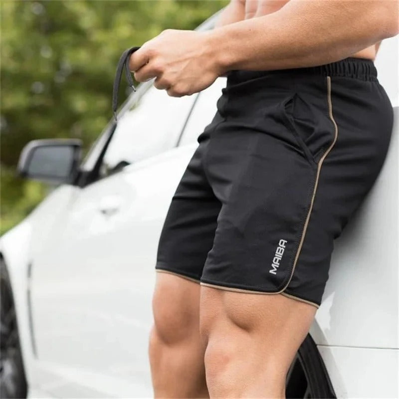 Herren Sportshorts für Fitness, Laufen und Training-Schwarzbraun-M-Luzern Mode