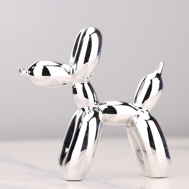 Ballonhund Figur | Metallisch Stilvoll Kunstharz Langlebig Einzigartig Geschenk-Silber-Luzern Mode