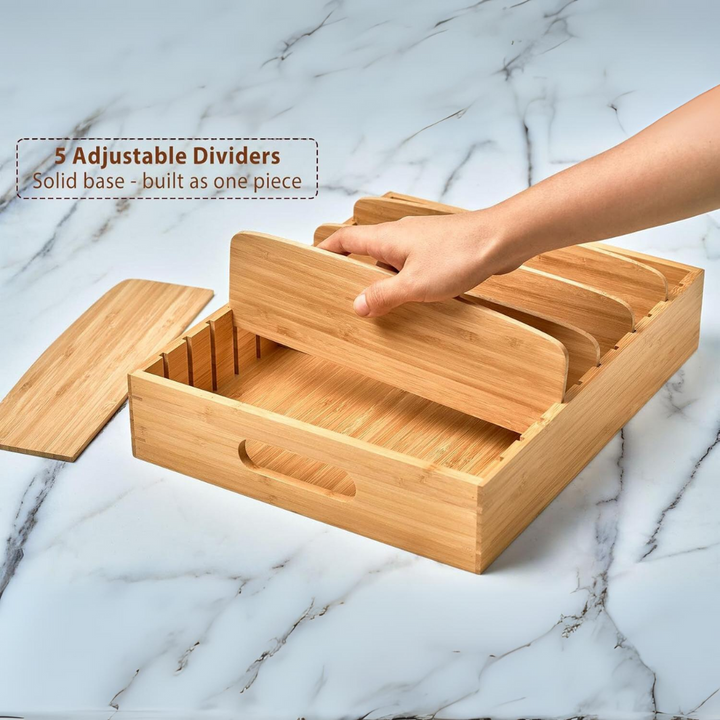 Bambus-Küchen-Organizer | Deckel | Langlebig | Verstellbar | Vielseitig-Luzern Mode