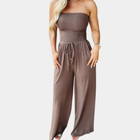 Schulterfreier Jumpsuit Damen - Eleganter Einteiler Sommer-Braun-2XS-Luzern Mode