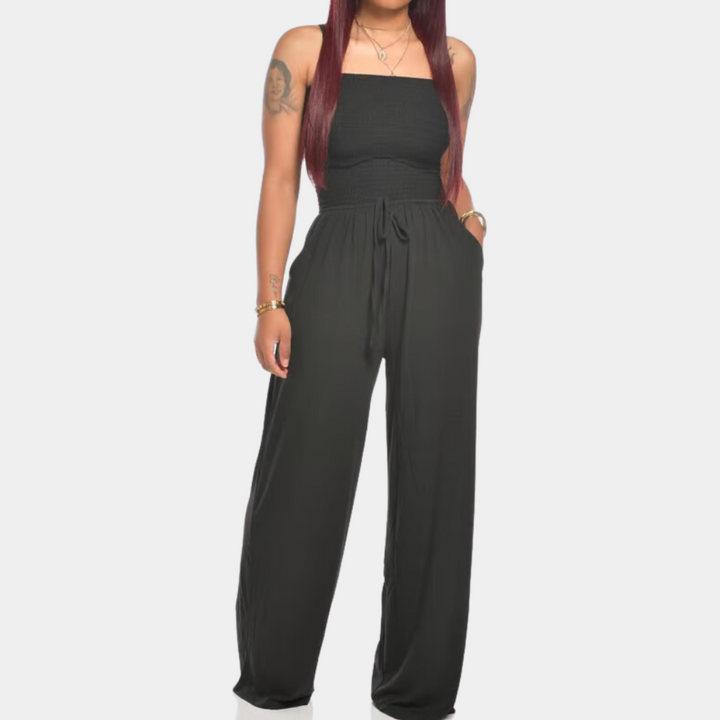 Schulterfreier Jumpsuit Damen - Eleganter Einteiler Sommer-Schwarz-2XS-Luzern Mode