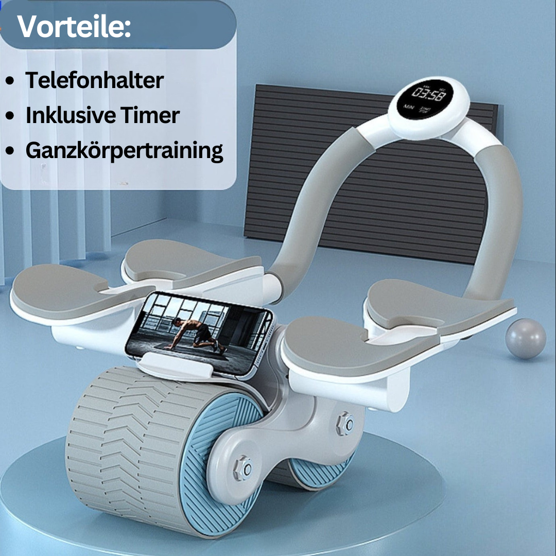 Bauchmuskeltrainer | Roller Telefonhalter Effektiv Leicht Kompakt-Grau Blau mit Timer-Luzern Mode