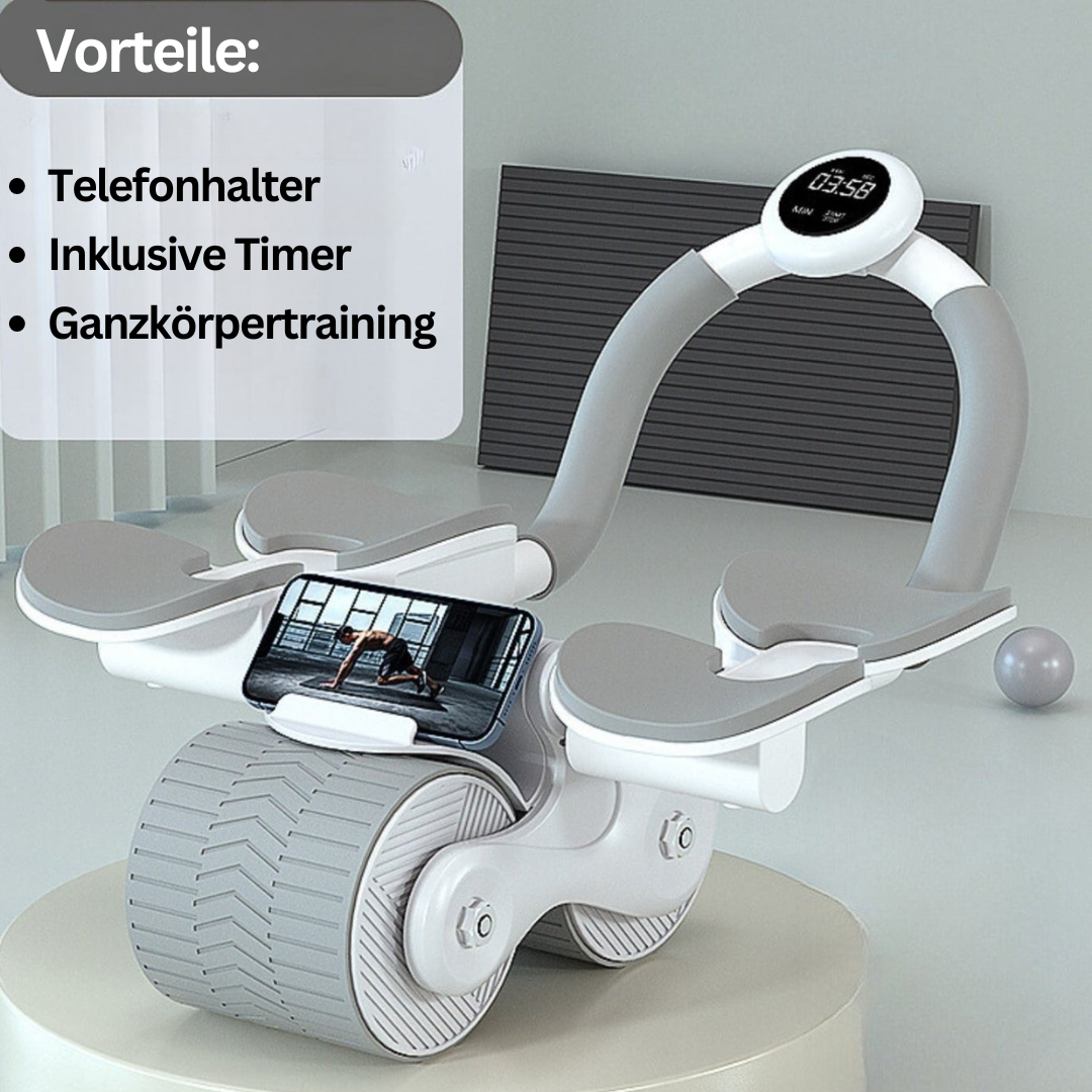 Bauchmuskeltrainer | Roller Telefonhalter Effektiv Leicht Kompakt-Grau mit Timer-Luzern Mode