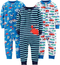 Dreiteiliges Baby Strampler Set mit Tier- und Auto-Motiven-Blauw zeeleven/marineblauwe streep/witte auto's-6-9 Monate-Luzern Mode