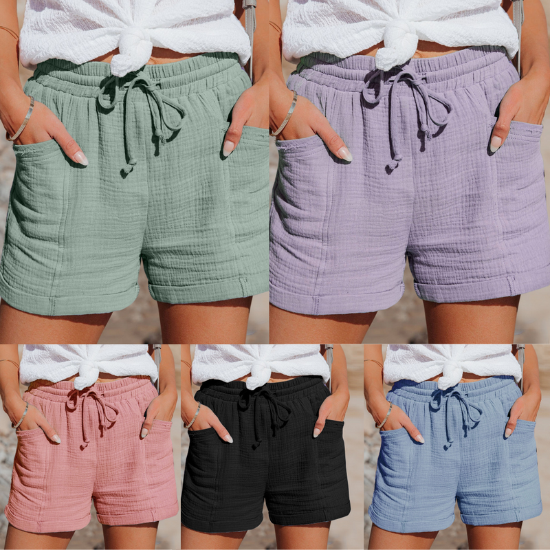 Damen Baumwoll-Shorts Set mit Taschen, Sommermode-Luzern Mode