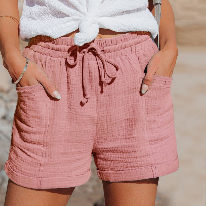 Damen Baumwoll-Shorts Set mit Taschen, Sommermode-Rosa-S-Luzern Mode
