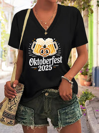 Damen Plus Size V-Ausschnitt T-Shirt mit Grafikprint – Anneliese Oktoberfest 2026