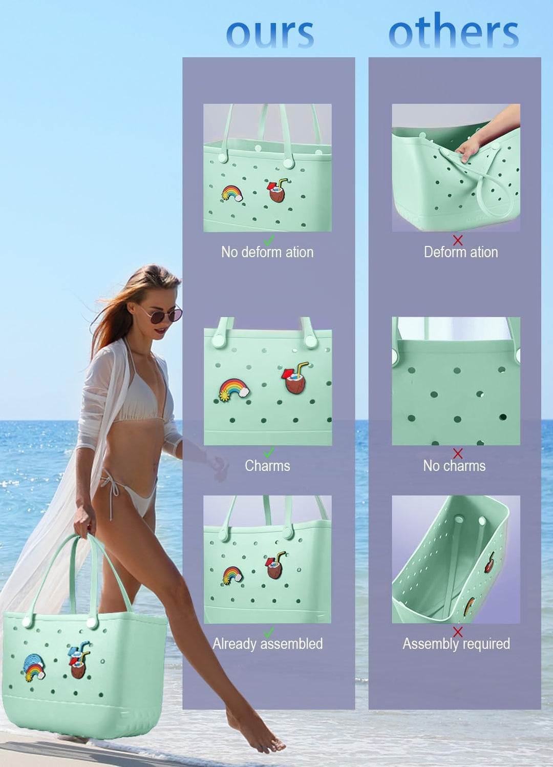 Wasserdichte EVA-Strandtasche – Große & Waschbare Tragetasche für den Herbstspaziergang draußen