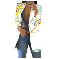 Damen Blazer mit Blumenmuster - Eleganter Freizeitlook-Gelb-Weiß-S-Luzern Mode