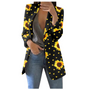 Damen Blazer mit Blumenmuster - Eleganter Freizeitlook-Schwarz-Gelb-S-Luzern Mode
