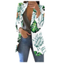 Damen Blazer mit Blumenmuster - Eleganter Freizeitlook-Weiß-Grün-S-Luzern Mode