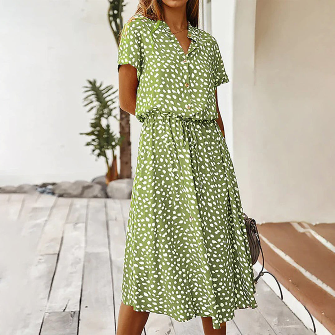 Bedrucktes V-Ausschnitt Kleid – Marielle