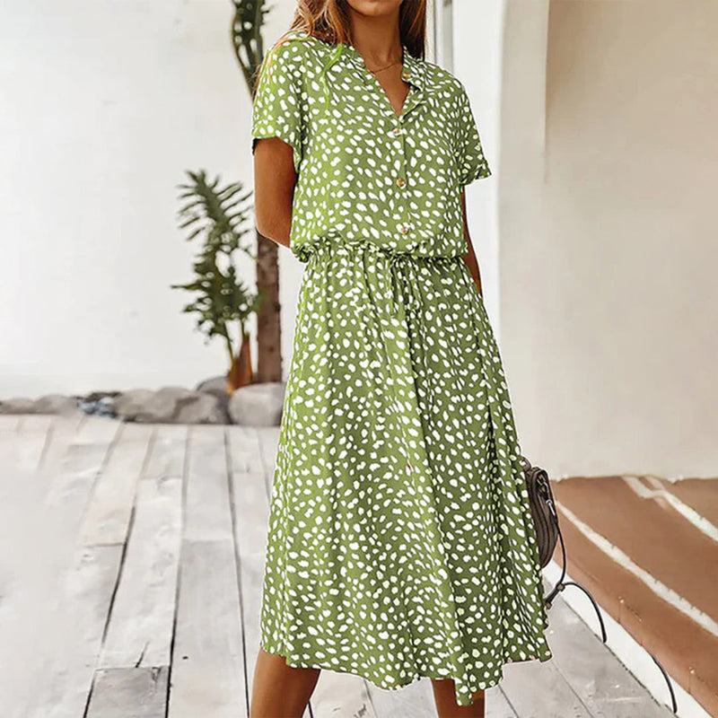 Bedrucktes V-Ausschnitt Kleid – Marielle